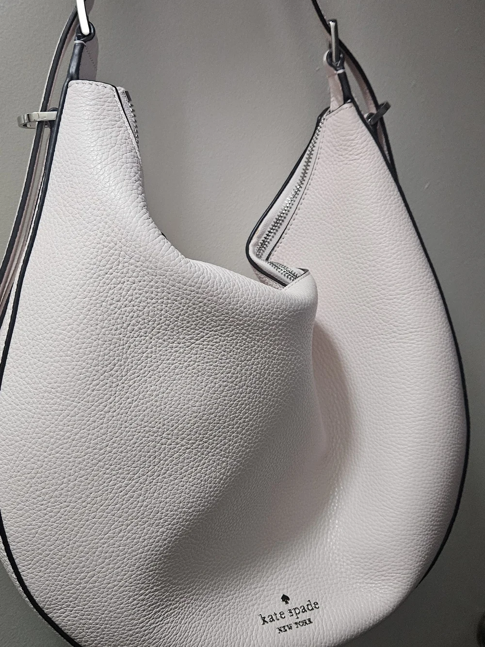 kate spade White Pebble Leather Shoulder Bag with Matching Wallet